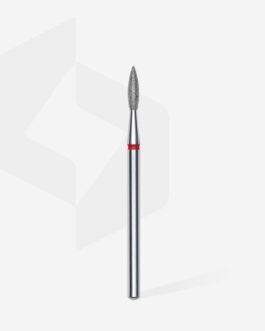 Frez diamentowy płomień ostry czerwony EXPERT, średnica głowicy 2,1 mm / część robocza 8 mm