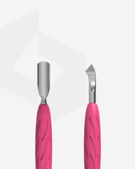 Pusher do manicure Gummy z silikonową rączką UNIQ 10 TYPE 4.2 (zaokrąglony wąski pusher i zakrzywione ostrze) PQ-10/4.2